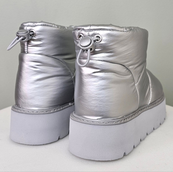 Portland Boot Company Women's Metallic Puffer Cozy Booties in Silver - Picture 8 of 13